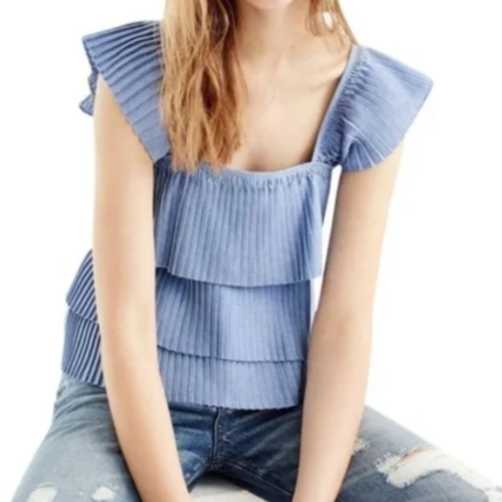 J. Crew BLACK layered pleated tiered tank top in size S